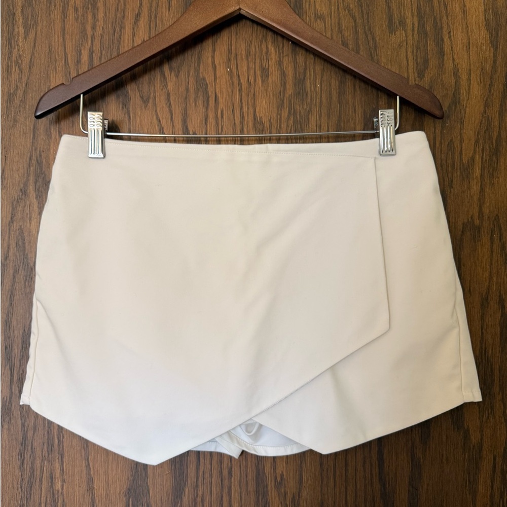 Mango Suit White Mini Skort Asymmetrical Hem Old Money Mini Skirt Clean Girl Y2K